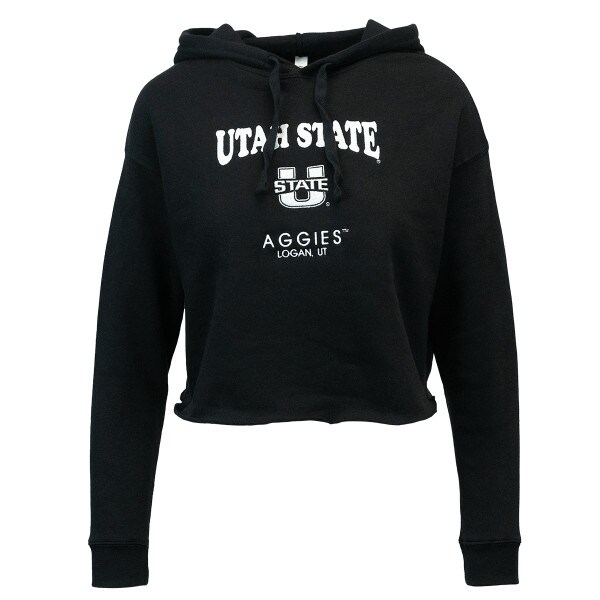 utah state aggies logan utah cropped hoodie black